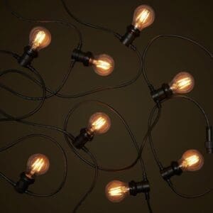 Black Commercial Festoon - 4W Round LED Edison Globes