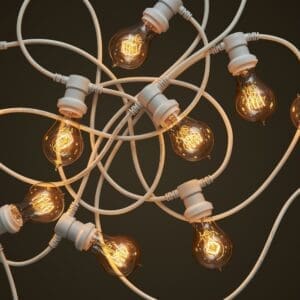 Commercial White Festoon Lighting - Round Edison Light Globes