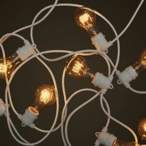White Party Festoon Lighting - Round Edison Light Globes