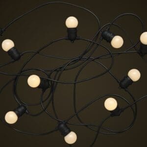 Standard Black Party Festoon Lighting - 1W Small White LED Light Globes