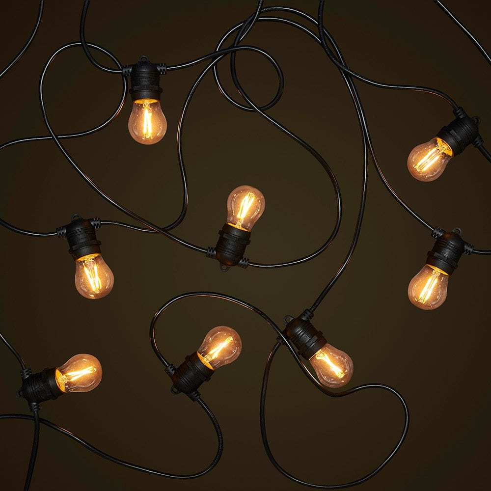 Black Party Festoon - 2W Filament LED Globes
